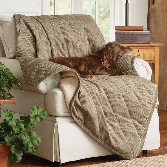Orvis Throw Blankets|Berber Fleece Reversible Throw Brown Tweed