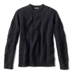 Orvis Sweaters|Cable Crewneck Sweater Navy