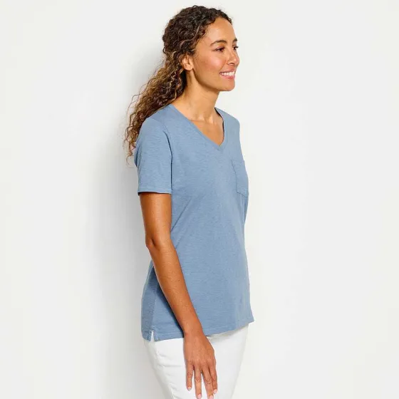 Orvis Shirts|Canyon Garment-Dyed V-Neck Short-Sleeved Tee Dusty Blue