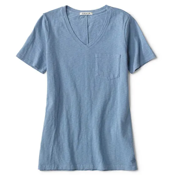 Orvis Shirts|Canyon Garment-Dyed V-Neck Short-Sleeved Tee Dusty Blue