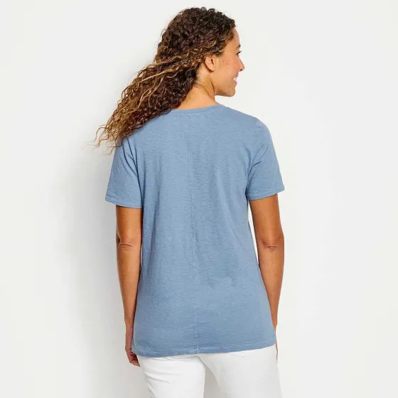 Orvis Shirts|Canyon Garment-Dyed V-Neck Short-Sleeved Tee Dusty Blue