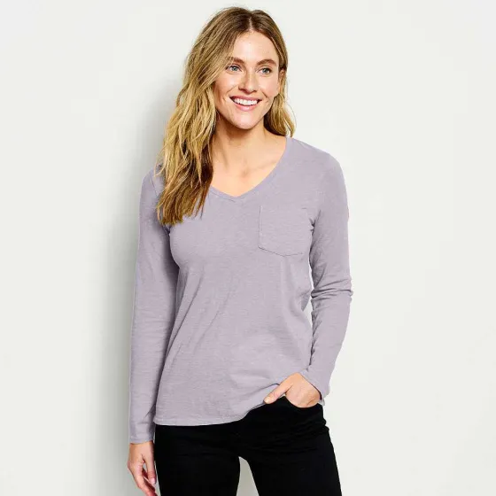 Orvis Shirts|Canyon V-Neck Long-Sleeved Tee Purple Fog