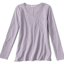 Orvis Shirts|Canyon V-Neck Long-Sleeved Tee Purple Fog