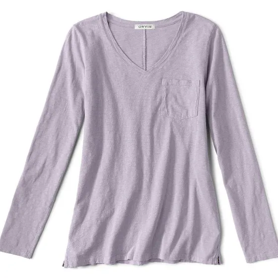 Orvis Shirts|Canyon V-Neck Long-Sleeved Tee Purple Fog