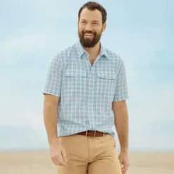 Orvis Shirts|Clearwater Seersucker Short-Sleeved Shirt Cloud Blue