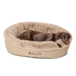 Orvis Comfortfill-Eco Beds|Comfortfill-Eco Fur Wraparound Dog Bed Khaki