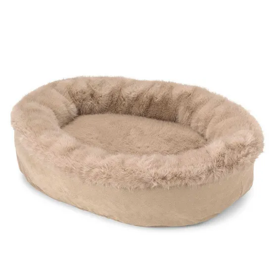 Orvis Comfortfill-Eco Beds|Comfortfill-Eco Fur Wraparound Dog Bed Khaki