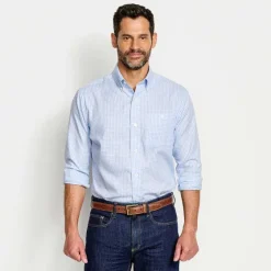 Orvis Shirts|Country Twill Long-Sleeved Button-Down Shirt Blue