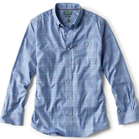 Orvis Shirts|Country Twill Long-Sleeved Button-Down Shirt Blue