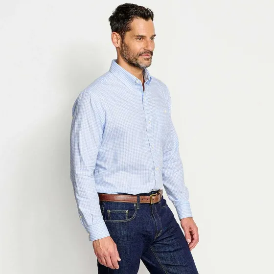 Orvis Shirts|Country Twill Long-Sleeved Button-Down Shirt Blue