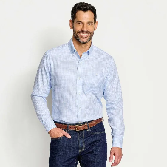 Orvis Shirts|Country Twill Long-Sleeved Button-Down Shirt Blue