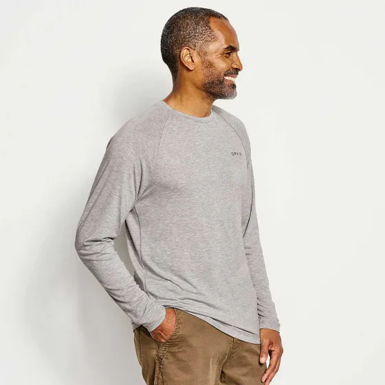 Orvis Shirts|Dricast Logo Long-Sleeved Crew Light Heather Grey