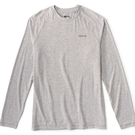 Orvis Shirts|Dricast Logo Long-Sleeved Crew Light Heather Grey