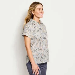 Orvis Shirts|Easy Printed Short-Sleeved Camp Shirt Faded Red Woodblock Floral