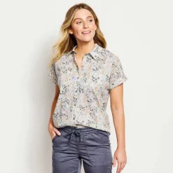 Orvis Shirts|Easy Printed Short-Sleeved Camp Shirt Faded Red Woodblock Floral