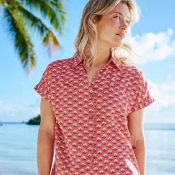 Orvis Shirts|Easy Printed Short-Sleeved Camp Shirt Faded Red Woodblock Floral