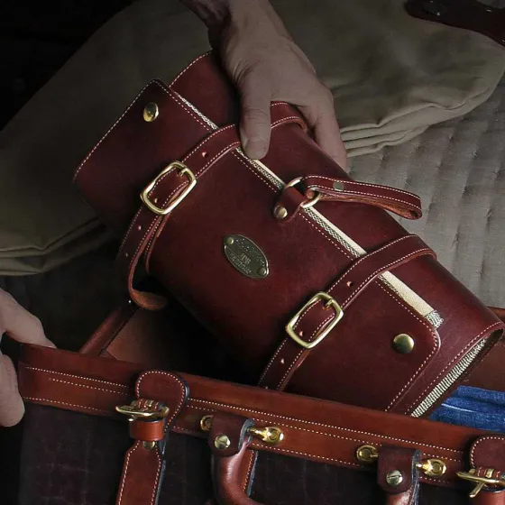 Orvis Packs & Bags|Genuine Leather Shave Kit Brown