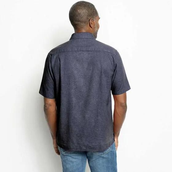 Orvis Shirts|Hemp/Tencel Stretch Short-Sleeved Shirt Navy