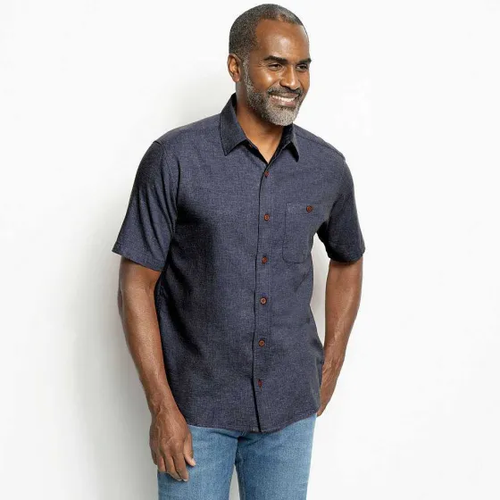Orvis Shirts|Hemp/Tencel Stretch Short-Sleeved Shirt Navy