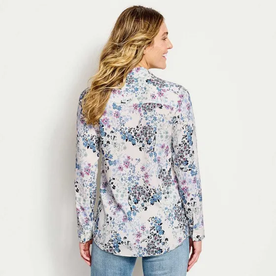 Orvis Shirts|Long-Sleeved Everyday Silk Shirt Purple Fog Bouquet Floral