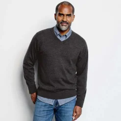 Orvis Sweaters|Merino V-Neck Long-Sleeved Sweater Navy