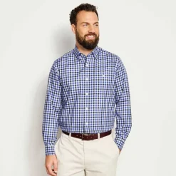 Orvis Shirts|No-Work, Work Long-Sleeved Hidden Button-Down Shirt Navy/River Delta