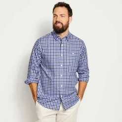 Orvis Shirts|No-Work, Work Long-Sleeved Hidden Button-Down Shirt Navy/River Delta