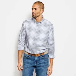 Orvis Shirts|No-Work, Work Long-Sleeved Shirt Medium Blue Tattersall