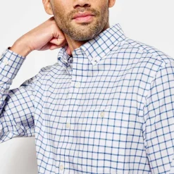 Orvis Shirts|No-Work, Work Long-Sleeved Shirt Medium Blue Tattersall