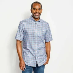 Orvis Shirts|No-Work, Work Short-Sleeved Shirt Navy/Honeycomb