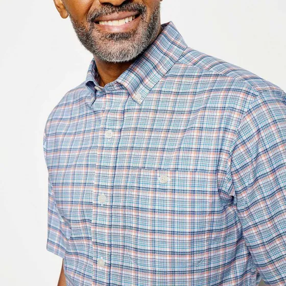Orvis Shirts|No-Work, Work Short-Sleeved Shirt Navy/Honeycomb