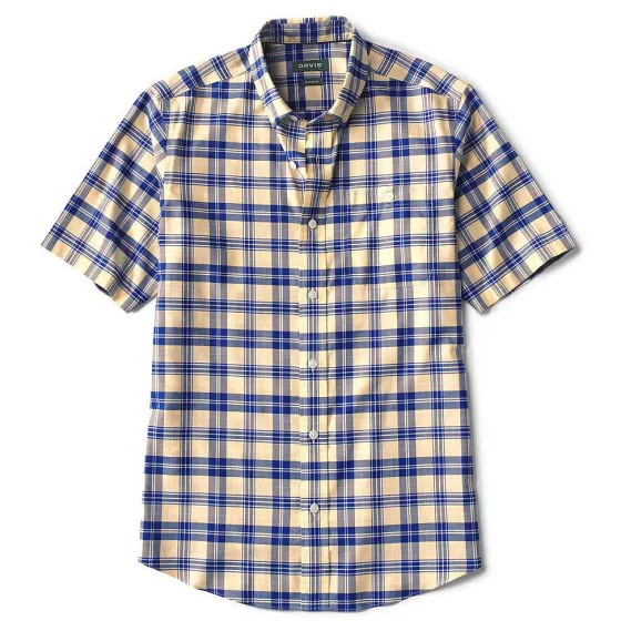 Orvis Shirts|No-Work, Work Short-Sleeved Shirt Navy/Honeycomb
