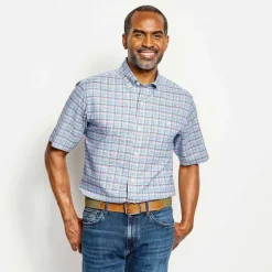 Orvis Shirts|No-Work, Work Short-Sleeved Shirt Navy/Honeycomb