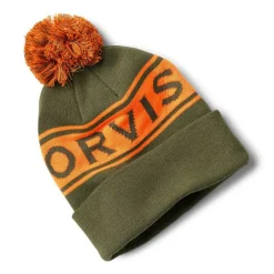 Orvis Hats| Pom Beanie Olive/Blaze