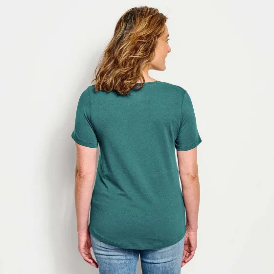 Orvis Shirts|Perfect Relaxed V-Neck Short-Sleeved Tee True Navy Mini Brenton Stripe