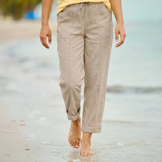 Orvis Pants|Performance Linen Ankle Pants Natural