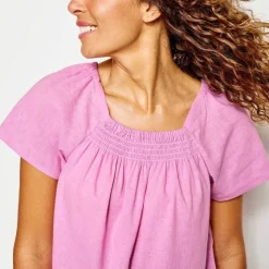 Orvis Shirts|Performance Linen Square-Neck Short-Sleeved Top White