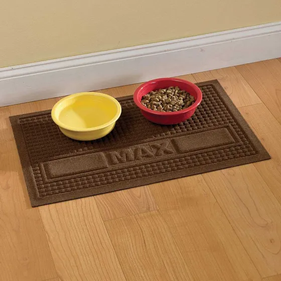 Orvis Bowls, Feeders & Food Storage|Personalized Recycled Water Trapper® Grid Pet Placemat Dark Brown