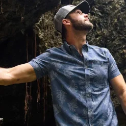 Orvis Shirts|Printed Tech Chambray Short-Sleeved Shirt Navy