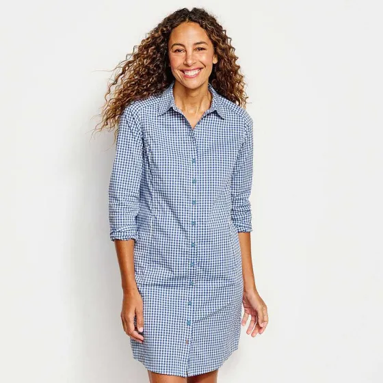 Orvis Skirts & Dresses|River Guide Long-Sleeved Dress Dusty Blue Check