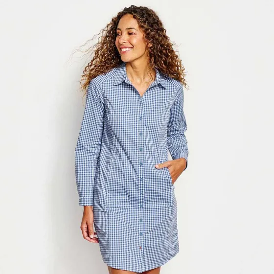 Orvis Skirts & Dresses|River Guide Long-Sleeved Dress Dusty Blue Check