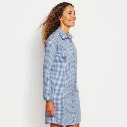 Orvis Skirts & Dresses|River Guide Long-Sleeved Dress Dusty Blue Check