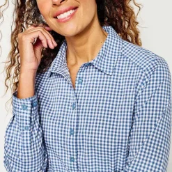 Orvis Skirts & Dresses|River Guide Long-Sleeved Dress Dusty Blue Check