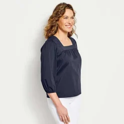 Orvis Shirts|River Guide Square-Necked Popover Dusty Blue Check