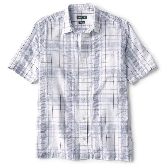 Orvis Shirts|Seersucker Plaid Short-Sleeved Shirt Bone