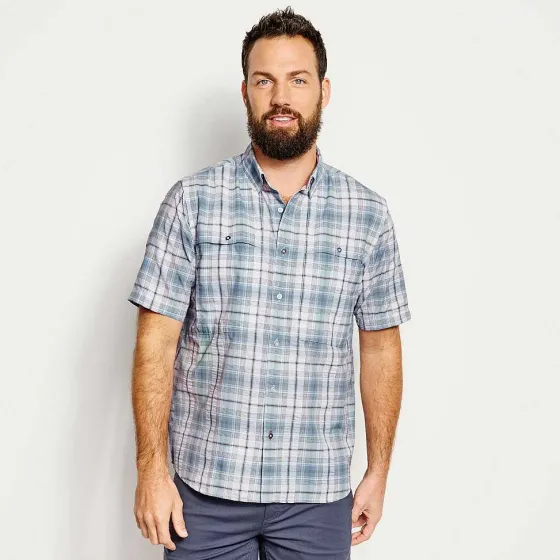 Orvis Shirts|Short-Sleeved Open Air Casting Shirt Blue Fog Plaid