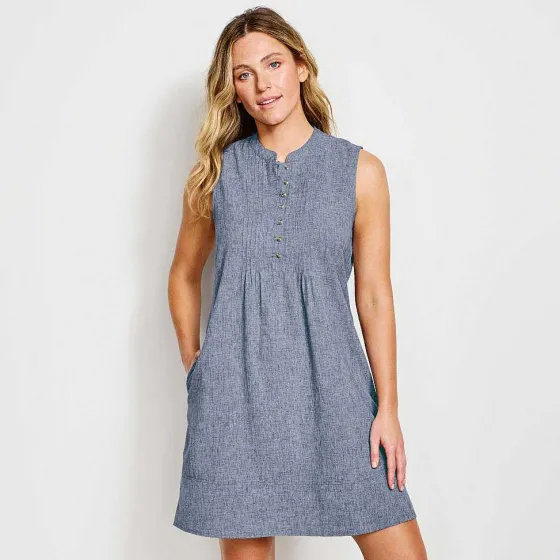 Orvis Skirts & Dresses|Tech Chambray Pintuck Tank Dress Blue Chambray