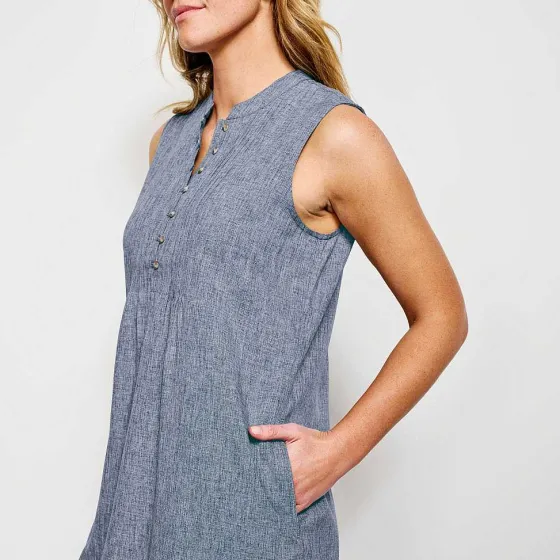 Orvis Skirts & Dresses|Tech Chambray Pintuck Tank Dress Blue Chambray