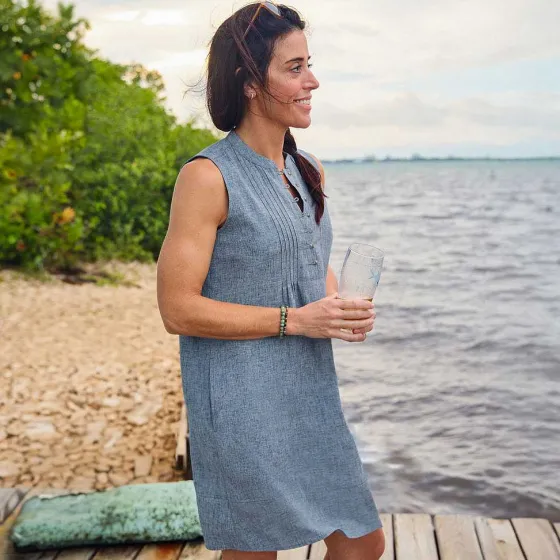 Orvis Skirts & Dresses|Tech Chambray Pintuck Tank Dress Blue Chambray