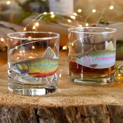 Orvis Glassware & Bar|Tie-One-On Rocks Glasses Brook Trout